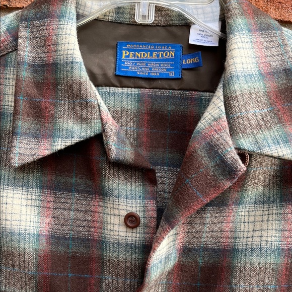 Pendleton Men’s Plaid Board Shirt L Tall~100% Pure Virgin Wool~Chest Pockets~USA - Picture 2 of 13